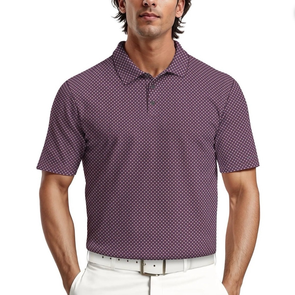 Ben Hogan Performance Golf Polo Men’s S Purple Geometric Moisture Wicking UPF 20 - Picture 2 of 13